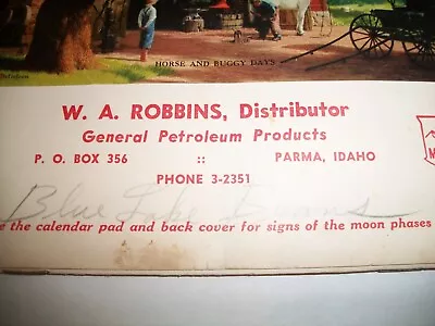 Parma ID--1957 Calendar--W A Robbins--Mobilgas Mobiloil • $7.50