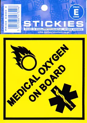 Medical Oxygen On Board Sticker - Suitable For Outside • £3.49