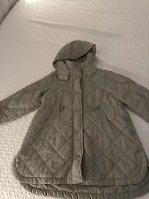 EUC ZARA Girls Soft  Quilted Lightwear Puffer Jacket Coat Olive Green Sz 9-10 • $15