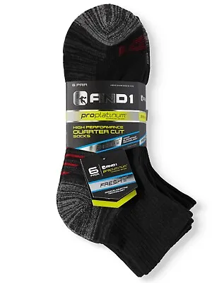 AND1® Men's Pro Platinum Quarter Socks 6-Pack   FRESH~HIGH PERFORMANCE   • $11.99