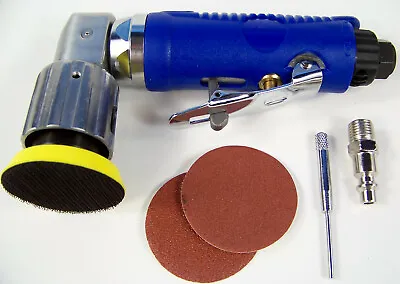 2  Mini Orbital 90 Degree ANGLE AIR SANDER TOOL Hook And Loop With Discs And Pad • $33.61