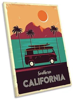 California Camper Van Surfer Picture CANVAS WALL ART Portrait Print • £24.99