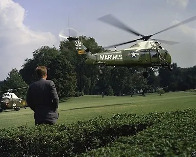 President John F. Kennedy Watches Marine One Helicopter Lift Off New 8x10 Photo • $8.99