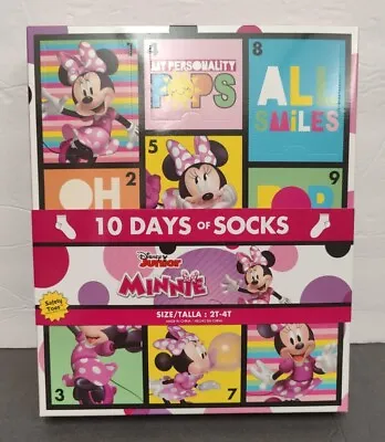 MINNIE MOUSE DISNEY 10 Days Of Socks In Interactive Gift Box  Size 2T - 4T / New • $14.98