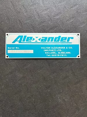 Alexander Leyland Tiger Ulster Bus Belfast NXI 4245 Chassis Body Plate Badge • £28