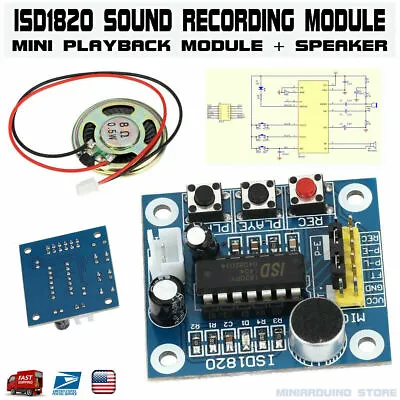 ISD1820 Voice Recording Playback Module Sound Recorder Board With Loudspeaker  • $3.64