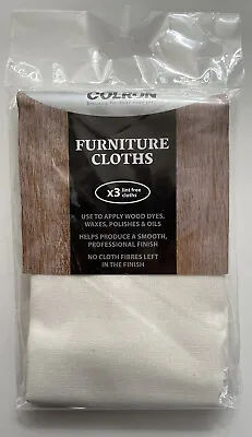 3 Colron Furniture Cloths Lint Free Care Antiques Wood Oil Wax Buffing Polishing • £8.49