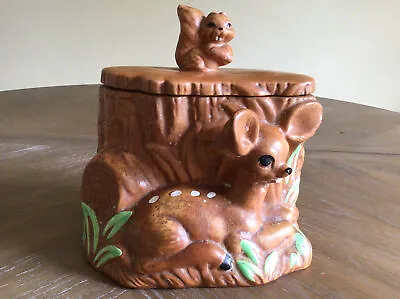 Vintage Twin Winston Deer Bambi 3 D Ceramic Cookie Jar USA • $32.98