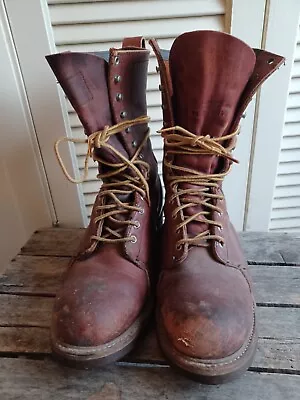 Vintage J.H. HALL Steel Toe Lineman Logger Work Boots 11140 CORK SOLES SZ 9.5 D • $75