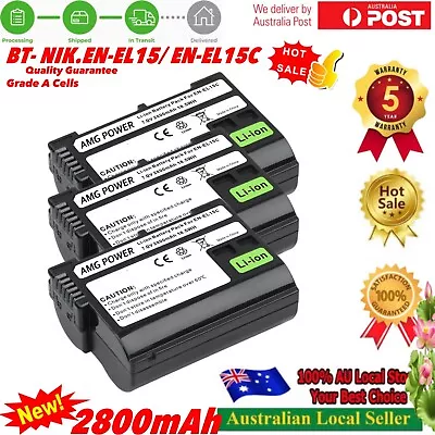 3x 2.8A EN-EL15C EN-EL15 Battery For Nikon D500D600D610D750D7000D7100D7200 • $78.78