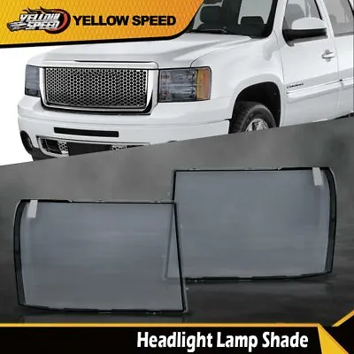 Smoked Housing Headlight Lens Cover Fit For 07-13 GMC Sierra 1500 2500HD 3500HD • $32.06