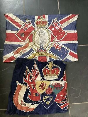 2 Vintage Flags Inc 1953 Queen Elizabeth Coronation  • £25