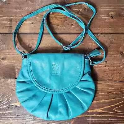 Vera Pelle Italian Leather Purse Crossbody Teal Small Bag • $40