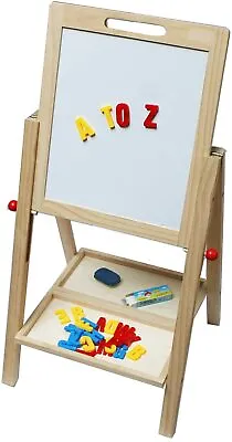 £30.99 • Buy Double Sided Kids Wooden Easel White Black 3 In 1 Magnetic Drawing Board Toy
