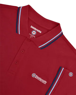 Lambretta Mens Polo Shirt Twin Tipped Lambretta Polo Shirt Navy M-4XL • £19.99