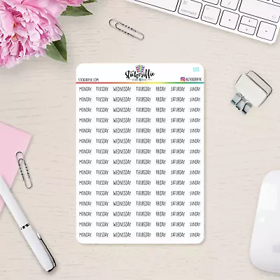 Clear Mini Days Of The Week Vinyl Planner Micro Tiny Size Stickers - S213 • $3.75