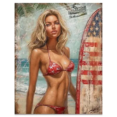 Vintage Surfing Art Print Pinup Girl Poster San Diego Beach House Wall Decor • $9.95