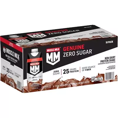 Muscle Milk 25G Genuine Protein Shake Zero Sugar Chocolate (11 Fl. Oz. 18 Pk.) • $40.25