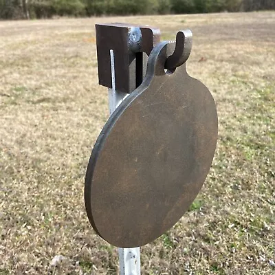 8  Round Gong Steel Shooting Target 3/8  AR500 Range Target W/ T-Post Hook • $44.99