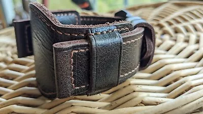 Handmade Watch Band Genuine Leather Bund Strap Vintage Style Cuff  22 24 26mm • $69