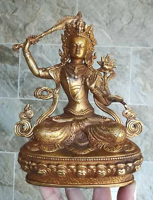 Genuine Handmade Tibetan Old Bronze Buddha Statue Manjusri Bodhi-sattva Statues • $48
