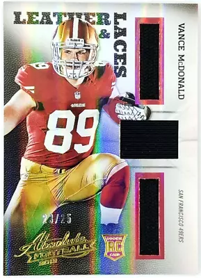 VANCE McDONALD 2013 Absolute #39 Leather & Laces ROOKIE JERSEY PATCH /25 RC • $8.76