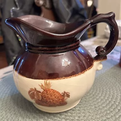 McCoy Pottery Vintage 5  Pitcher #7528 With Pineapple/Strawberries - Tan/Brown • $15