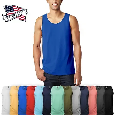 Mens TANK TOP Shirt Casual Sleeveless Tee Gym Jersey Athletic Solid Beach Basic • $12.99