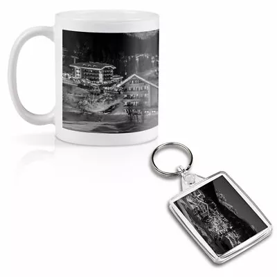 Mug & Square Keyring Set - BW - Ski Resort Madonna Di Campiglio Skiing  #43541 • £9.99