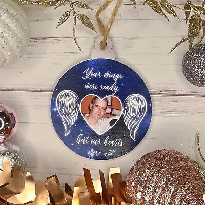 G3 Personalised Memorial Wooden Christmas Tree Bauble Decoration - Photo • £4.99