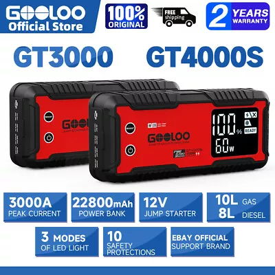 GOOLOO 4000A Car Jump Starter Power Bank Jump Pack 12V Portable Battery Charger  • $109.99