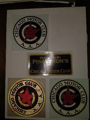 Four Vintage Decals And Reflective Sticker Chicago Motor Club AAA Pinkerton • $20