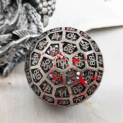 Metal D100 Silver Hollow W/Blood Splatter Paint For Dungeons & Dragons RPG Dice • $22.50