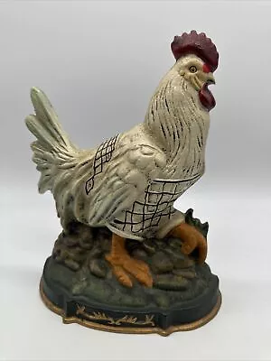 Vintage Cast Iron Rooster Door Stop Original Hand Painted Heavy Farmhouse Chic • $75