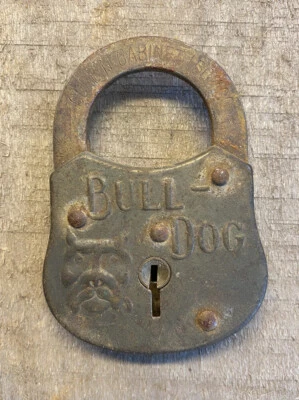 $85 • Buy Vintage Corbin Cabinet Lock Co Bull Dog Padlock Original Patina No Key Bulldog