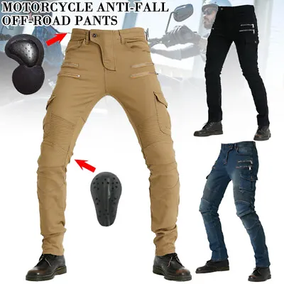 Mens Pants CE Armoured Motorcycle Jeans Motorbike Pant Denim Trousers • £35.99