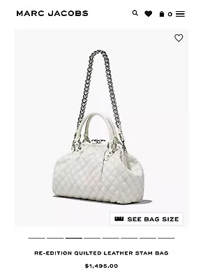 Marc Jacobs 2023-24 RE EDITION Quilted Leather Stam Bag Cloud White MSRP $1450 • $600