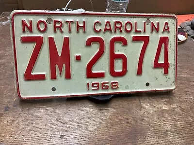 License Plate Tag Vintage 1968 North Carolina ZM 2674 Rustic • $15.25