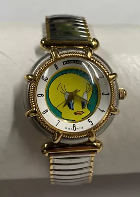 1995 VTG TWEETY BIRD ARMITRON Gold Tone Bubble Crystal Stainless Steel Band • $24.54