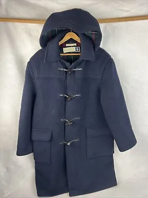 Gloverall Wool Original Duffle Coat Large Blue Toggle Hooded England Mens US 42 • $185