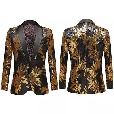 Men Sequin Suit Blazer Dress Wedding Stage Showman Costume Coat Tops Jacket  • $58.27