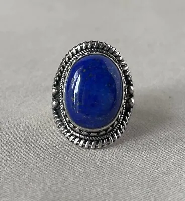 Sterling Silver & Lapis Lazuli Ring Size 6;Q865 • $35