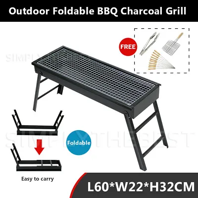 Foldable Charcoal BBQ Grill Portable Outdoor Barbecue Camping Hibachi Picnic 3-5 • $25.95