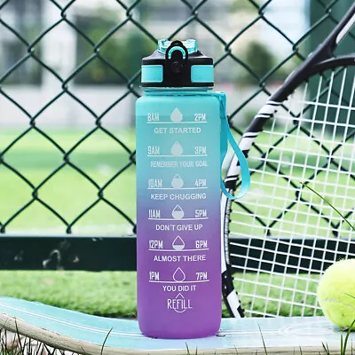 1L Sports Water Bottle Gym Travel Drinking Leakproof Bottle With Straw BPA Free* • £5.99