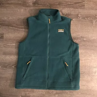 LL BEAN Mens Green Fleece Full Zip Vest W/ Zip Pockets Size M • $22