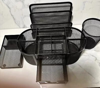 4 Piece. Mesh Desk Organizer Set. Sturdy SleekDesign W/ Drawer Black • $20