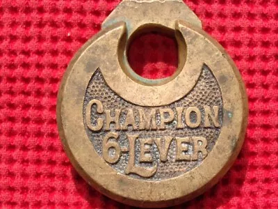 Champion 6 Lever Padlock Vintage Brass Pancake Lock Miller Company Logo No Key • $0.01