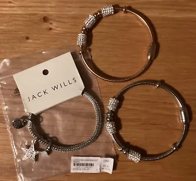 Jack Wills Charm Bracelet + 2 Bracelets With Crystal Studded Beads • £10