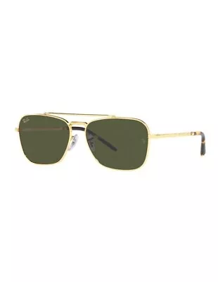 Ray-Ban New Caravan Square Sunglasses 0RB3636-919631-55 Gold Frame • $250