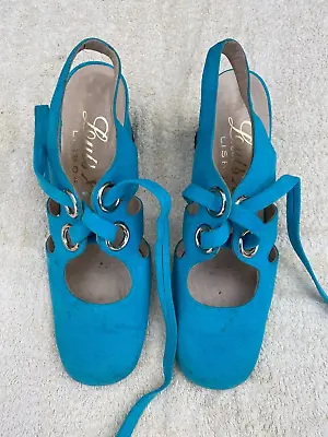 £50 • Buy Original Vintage 1960's Turquoise Blue Suede Shoes